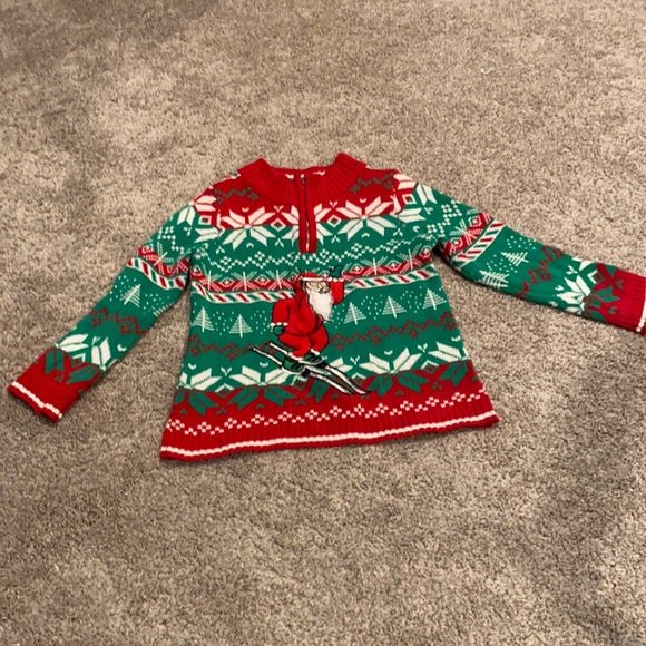 Blizzard Bay zip skiing Santa sweater - Picture 2 of 7